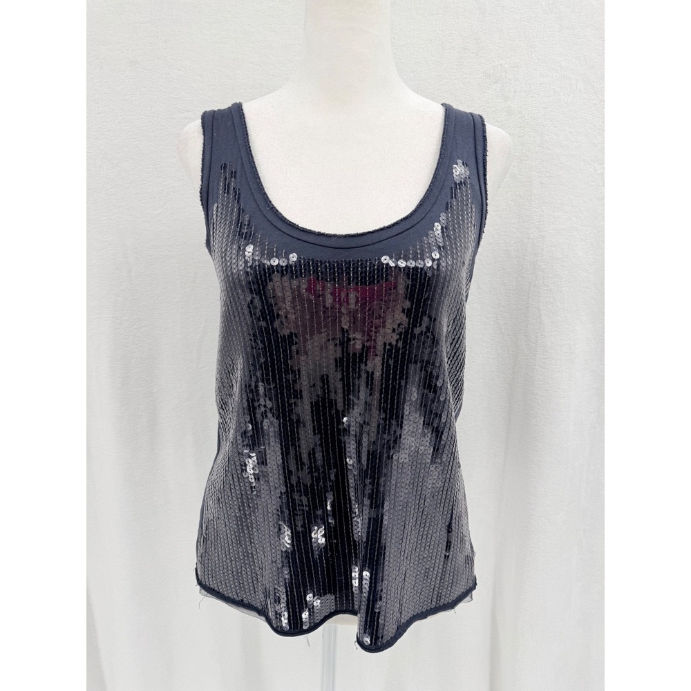 J. Crew Collection Y2K Tank Top XS Navy Blue Sequin Cotton Club Concert Festival